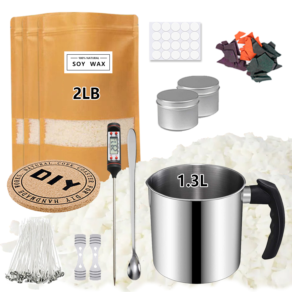 Candle Making Kit - 1LB/2LB Natural Soy Wax Candle Making