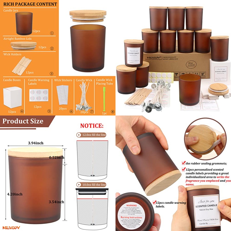 Candle Making Glass - 12 Pack 12 OZ Glass Candle