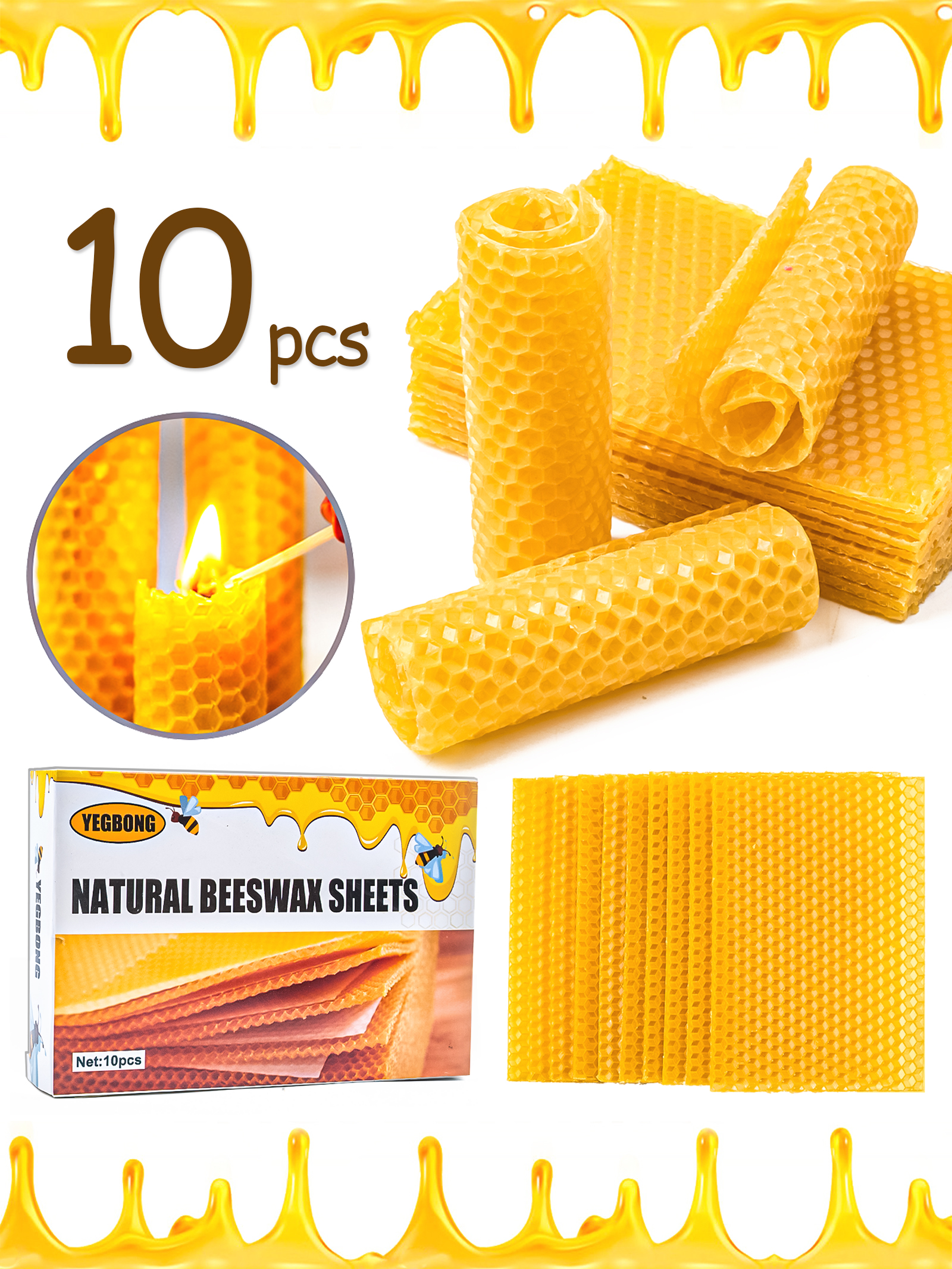 Candle Making Reno - 10Pcs Natural Honeycomb Bee Wax Sheets