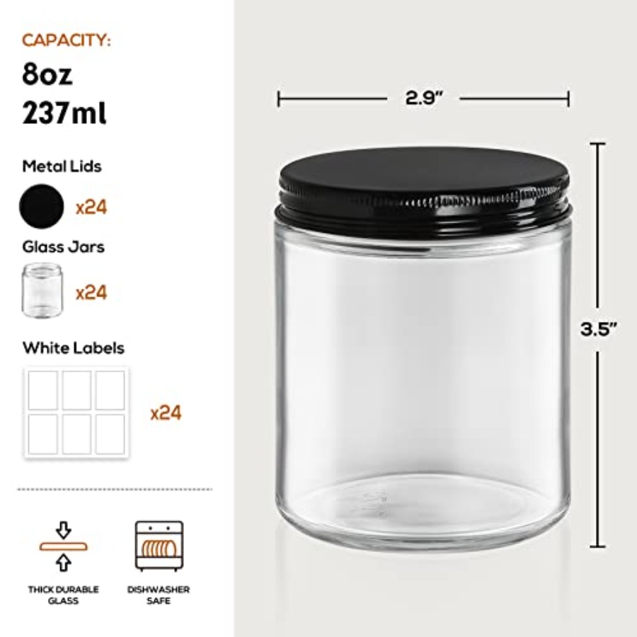 Pack, 8 OZ Thick Glass Jars wi - Candle Making Glass 리뷰 및 가격