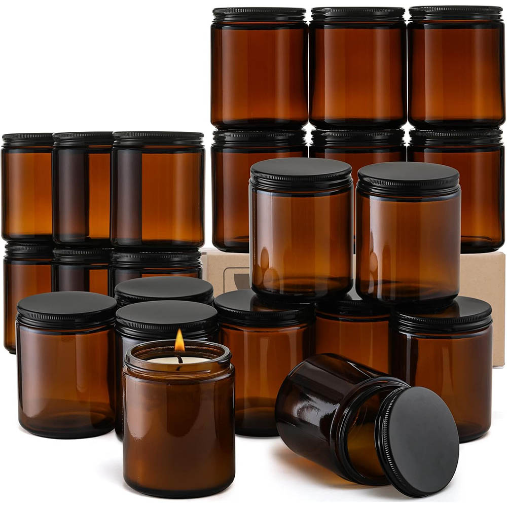 8oz Amber Glass Jars with Blac - Candle Making Glass 리뷰 및 가격