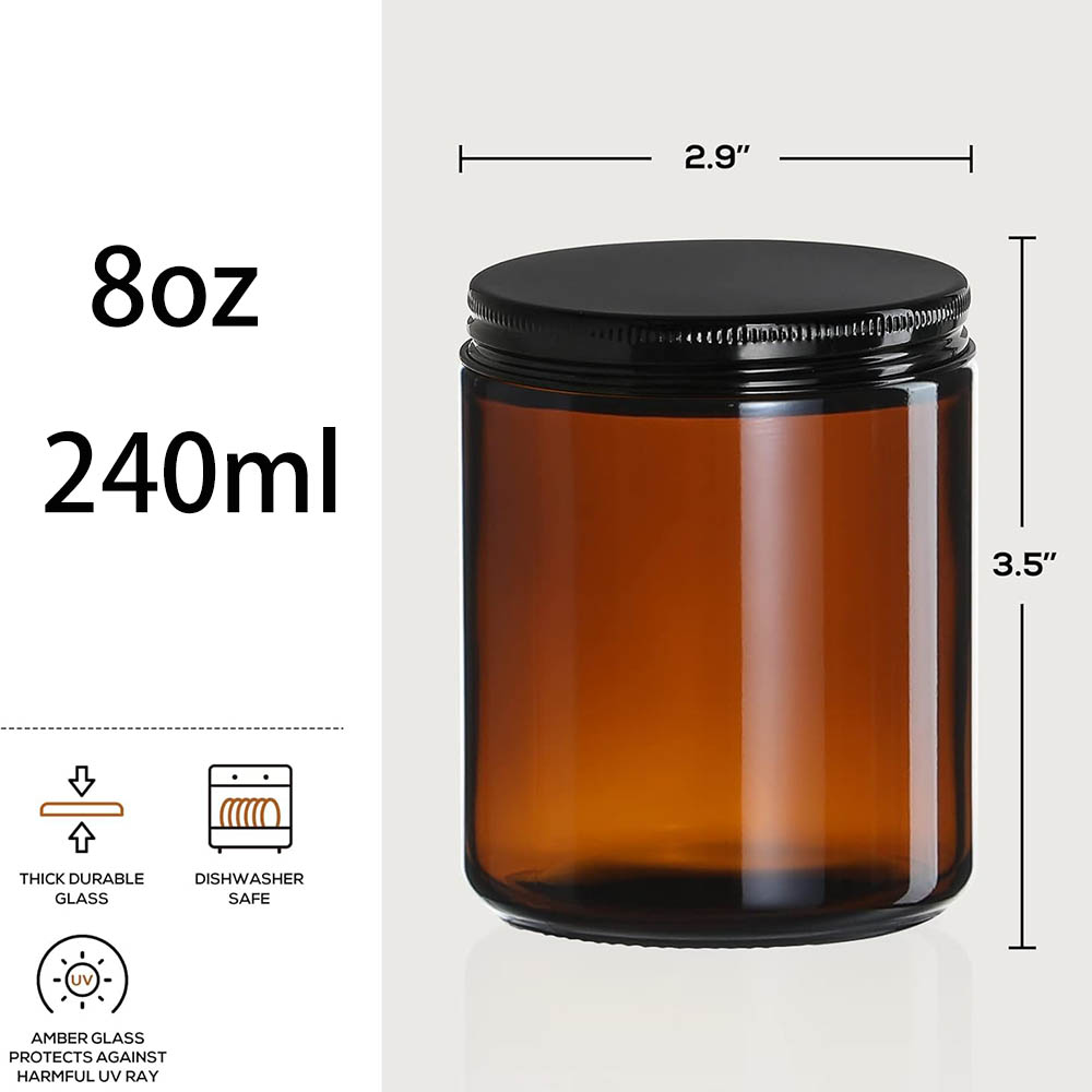 8oz Amber Glass Jars with Blac - Candle Making Glass 리뷰 및 가격