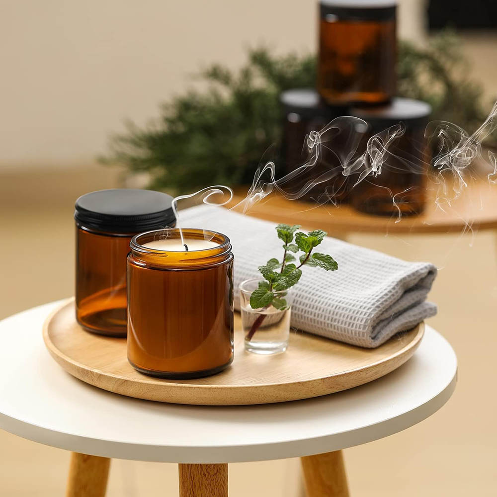 8oz Amber Glass Jars with Blac - Candle Making Glass 리뷰 및 가격