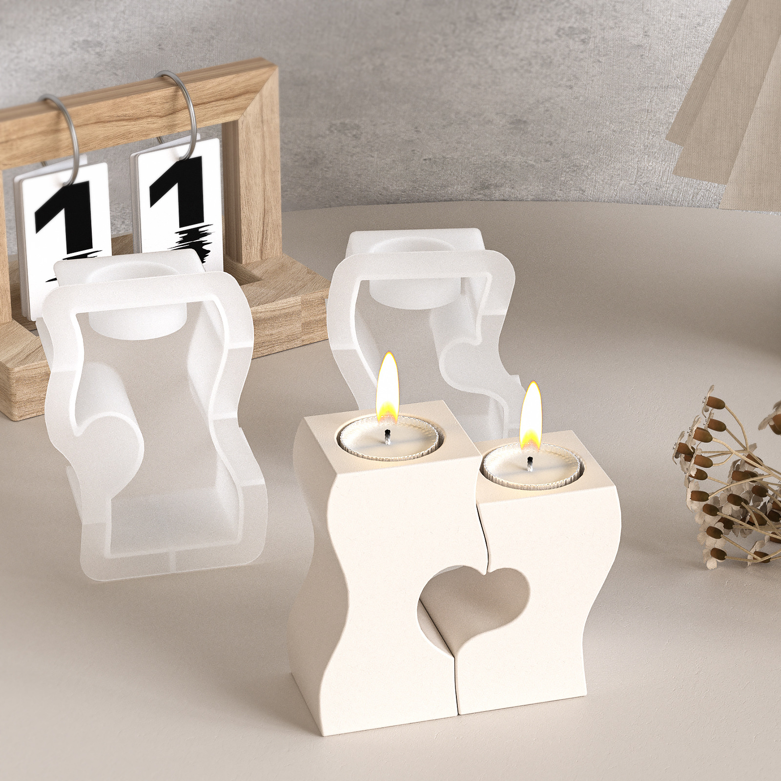 S Heart Candlestick Silicone M - Candle Making Moulds 리뷰 및 가격