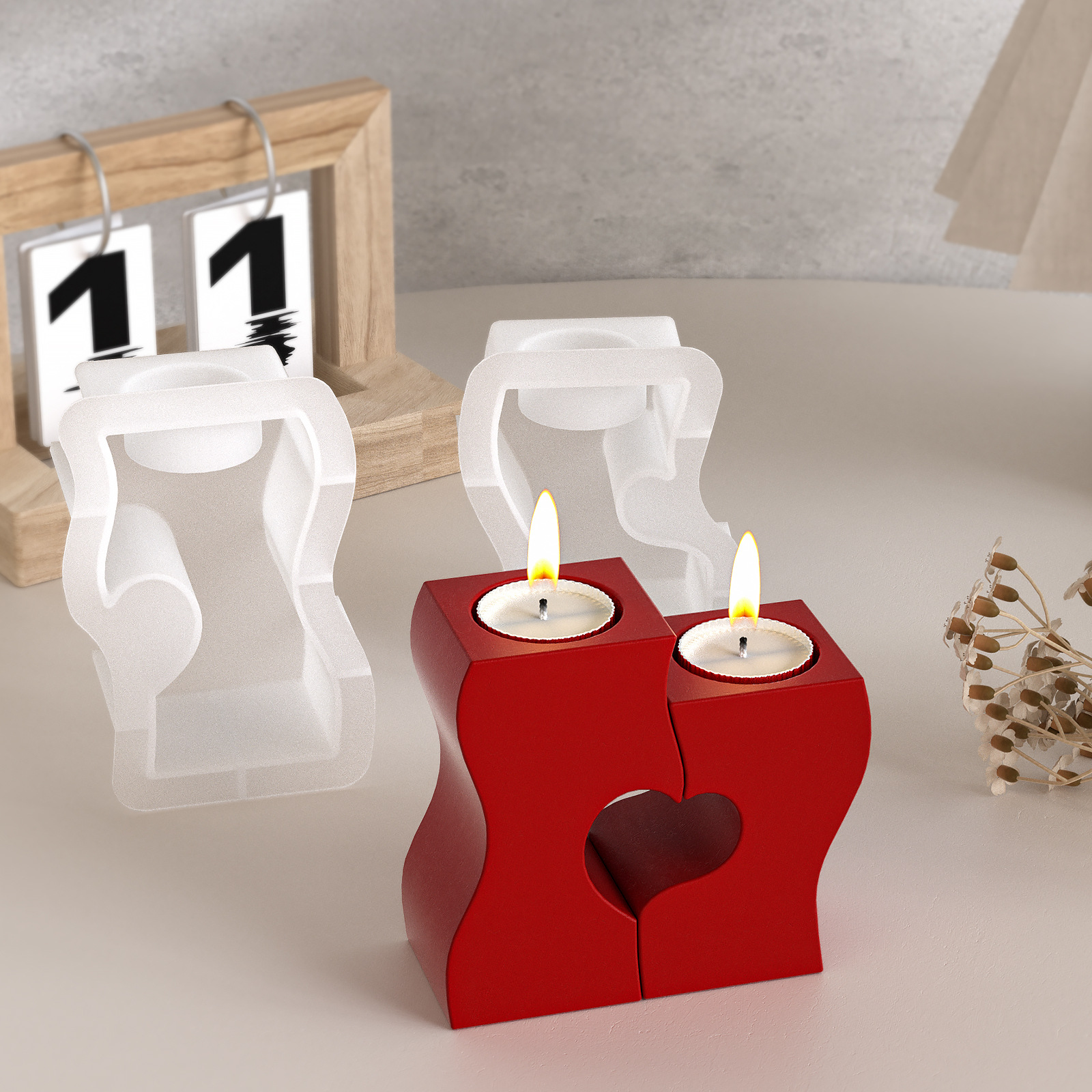 S Heart Candlestick Silicone M - Candle Making Moulds 리뷰 및 가격